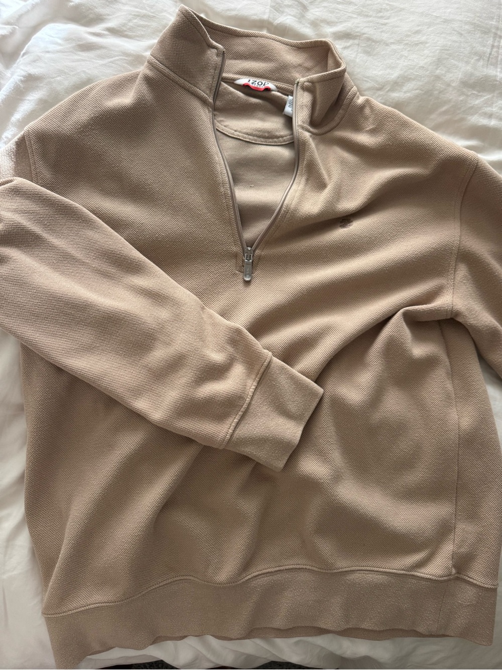Izod Men's Half-Zip Sweater in Beige